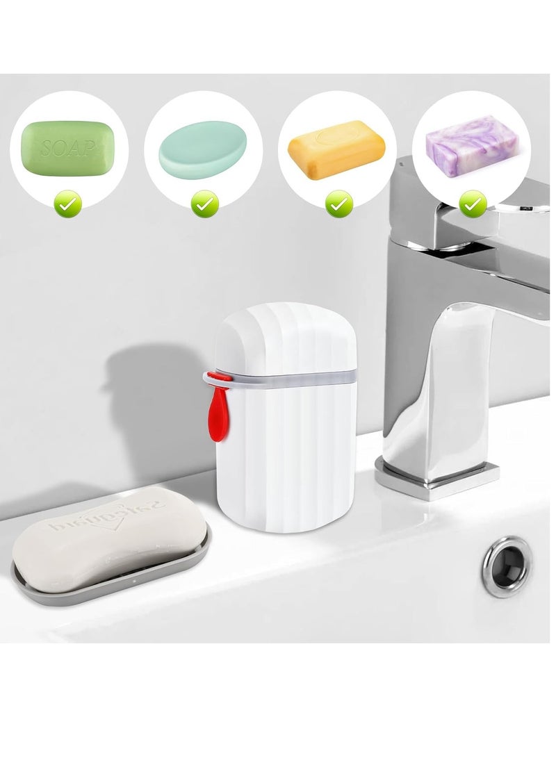 A small, reusable white plastic soap dish with a lid, perfect for the bathroom, gym, hiking, camping, and travel. - Image 2
